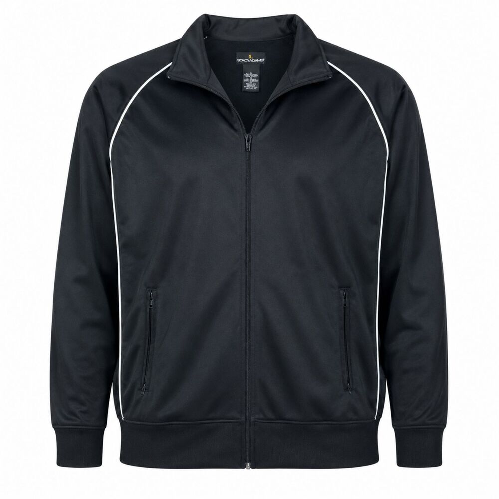 Stacy Adams Men's XL Black Full Zip Track Jacket Athletic Performance Jacket